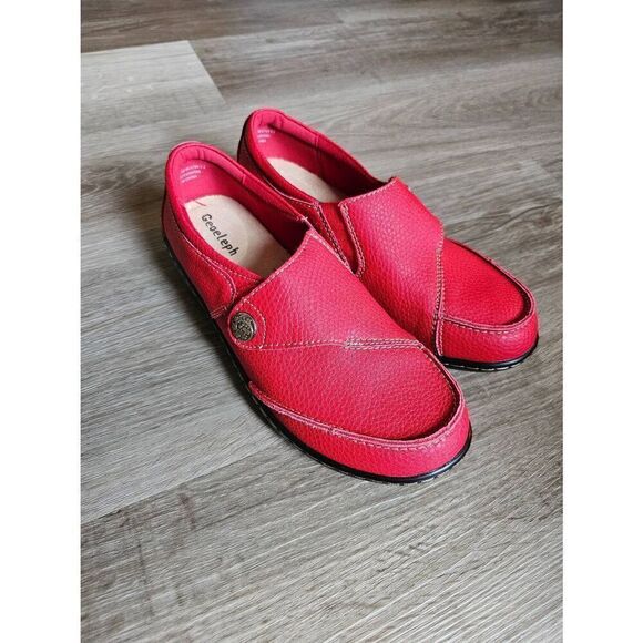Geoeleph Red Leather Comfort Lightweight Slip On Shoes size 7.5 - Picture 2 of 6